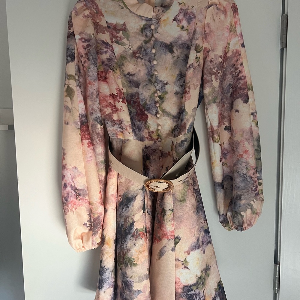 Ina Floral Mini Dress in Cream, Pink, Purple